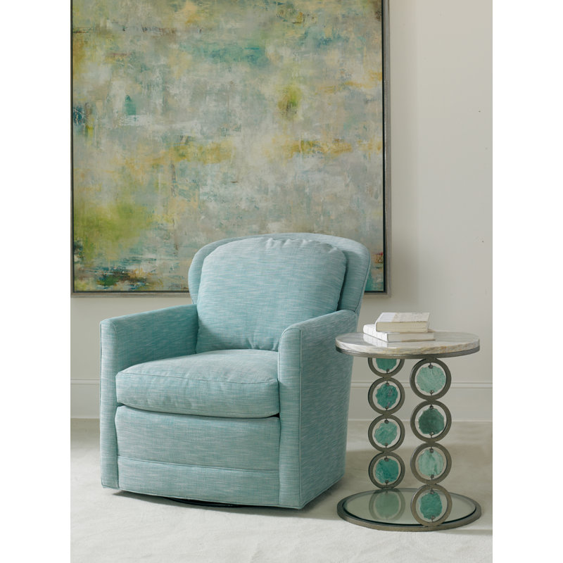 Infinity Marble End Table, Silver/Blue, White