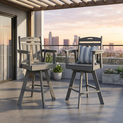Ensemble de 2 chaises de patio pivotantes en PEHD d'extérieur, rotatives à 360 °, résistantes aux intempéries, résistantes aux rayons UV et nécessitant peu d'entretien