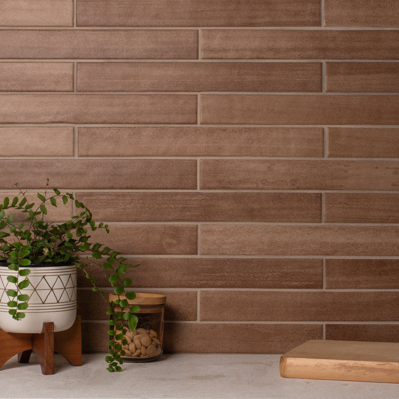 Carreau de mur et de plancher en porcelaine émaillée mate 2 po x 16 po Adobe, Sedona mat