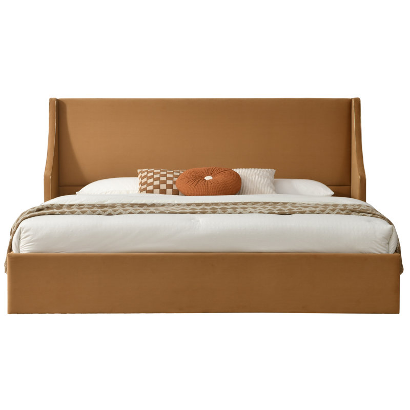Lit plateforme tapissier avec rangement Linvel, Très grand, Velours kaki