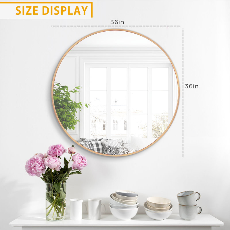 Sussy Metal Round Mirror, Gold, 36" x 36"