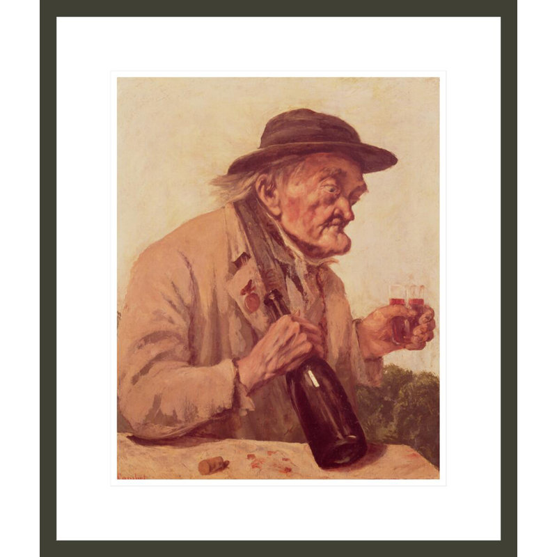 Vieil homme avec un verre de vin par Gustave Courbet, impression giclée encadrée, H 20,72 po x l 17,75 po