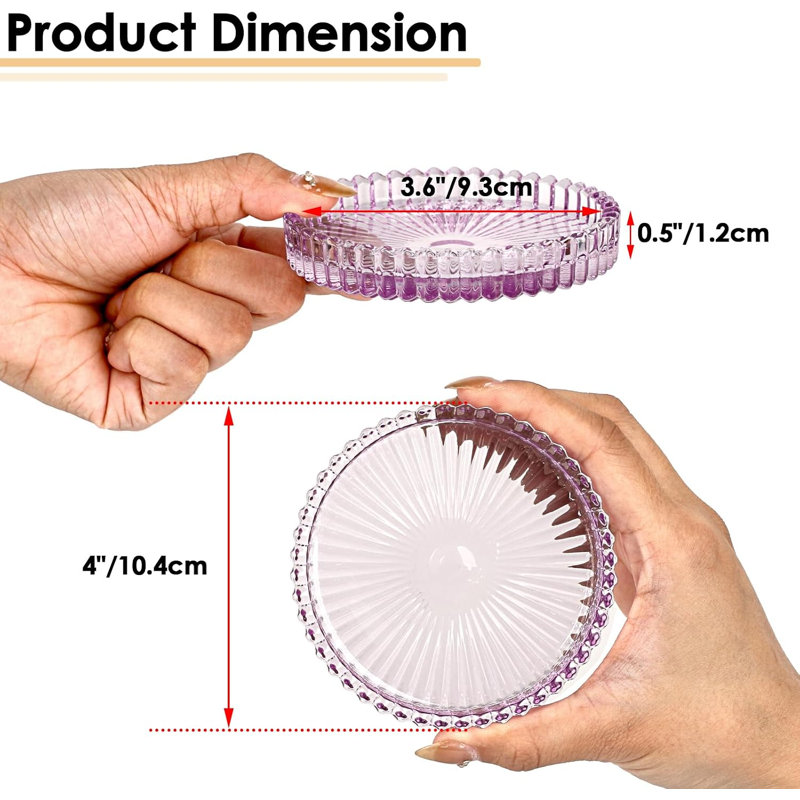 Ensemble de sous-verres ronds en verre de cristal mauve (ensemble de 5)