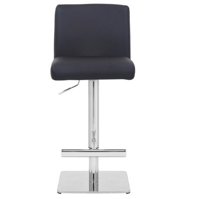 Upholstered Adjustable Height Bar Stool with Stainless Steel Frame