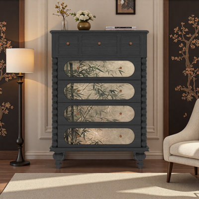 Chinese Style Bamboo Ink Painting Chest