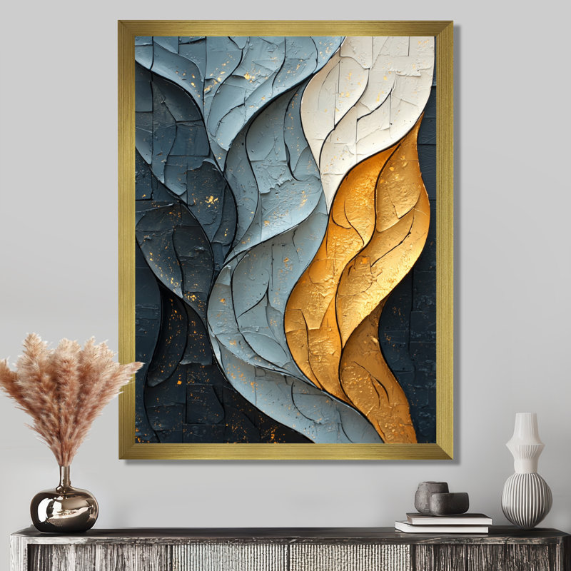Springville - impressions sur toile abstraites, H 32 po x l 24 po, Reproduction encadrée d'une seule photo, Doré