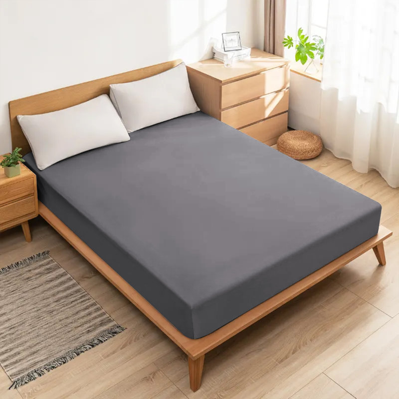 Lall Microfiber Brushed 25cm Deep Fitted Bed Sheet, Double (4'6), Grey