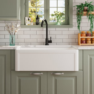 Harvest 30" L x 20" W Single Bowl Fireclay Farmhouse Kitchen Sink with Bottom Grid and Strainer Drain