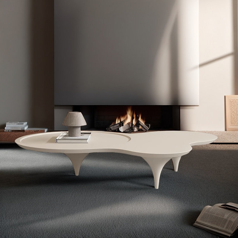 Table basse de style rétro avec nuage simple et créatif, H 12,6 po x L 51,2 po x l 34,6 po, Blanc