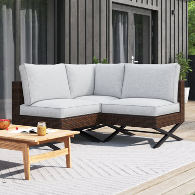 Boydston Polyethylene (PE) Wicker Outdoor Patio 3-Piece Sectional Sofa