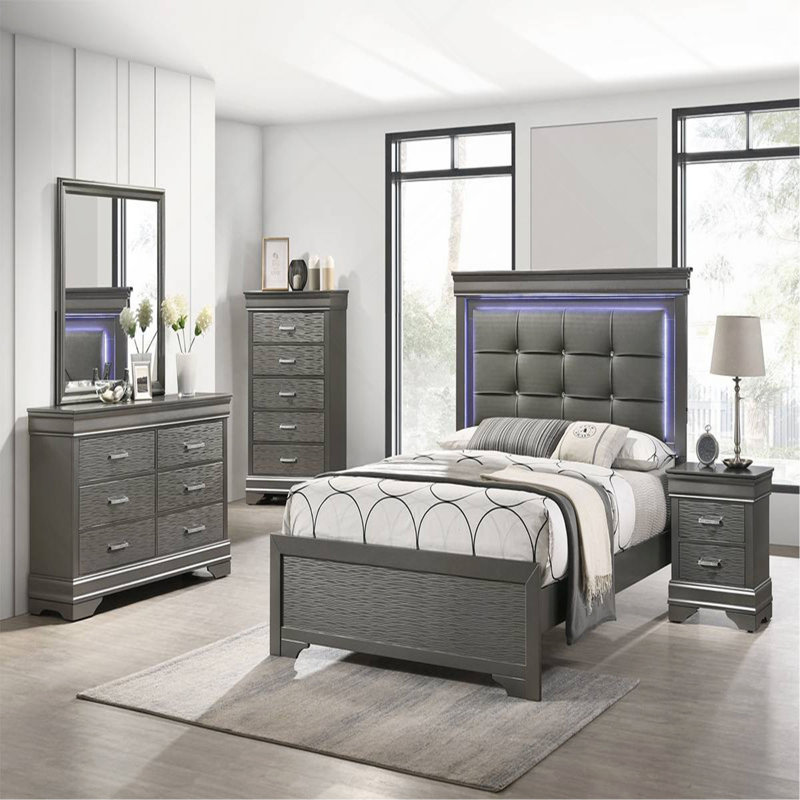 Mobilier de chambre à coucher à 6 tiroirs avec commode moderne en bois