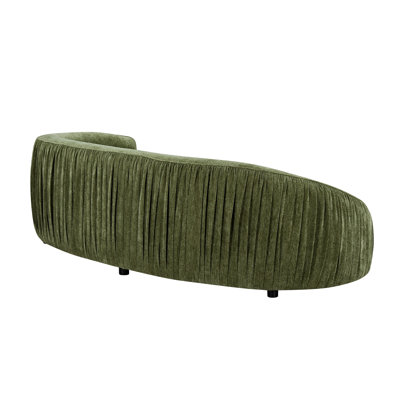 Comfort Curved Sofa, Green Striped Fabric, Solid Wood & Plywood Frame, Pocket Spring Cushions, Ergonomic Backrest, Easy Assembly
