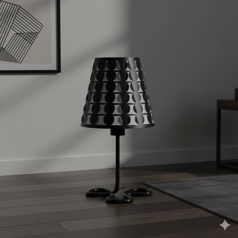 16" Traci Black Geometric Metal Table Lamp