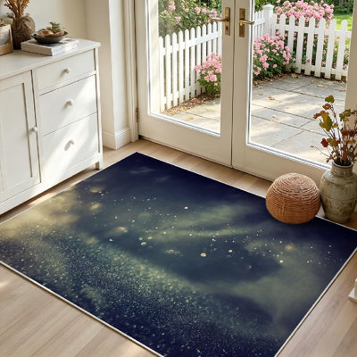 Tapis d'intérieur vert lavable à la machine, style vintage, à motifs abstraits et lumineux.