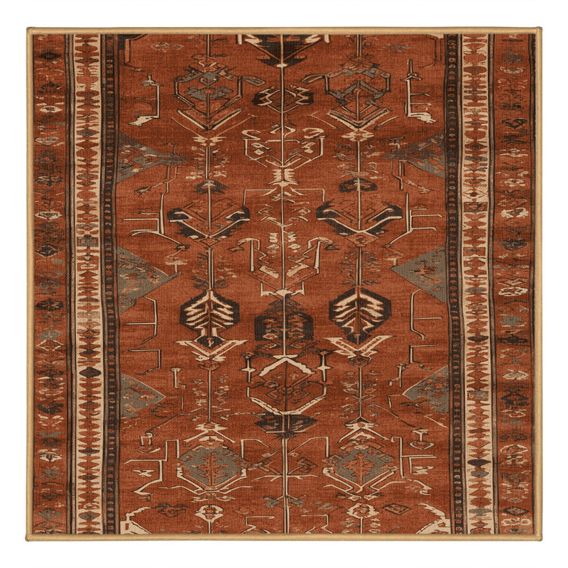 Tapis brun turc lavable à la machine, Carré 5 pi