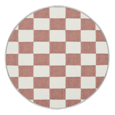 Tapis blanc à carreaux lavable à la machine