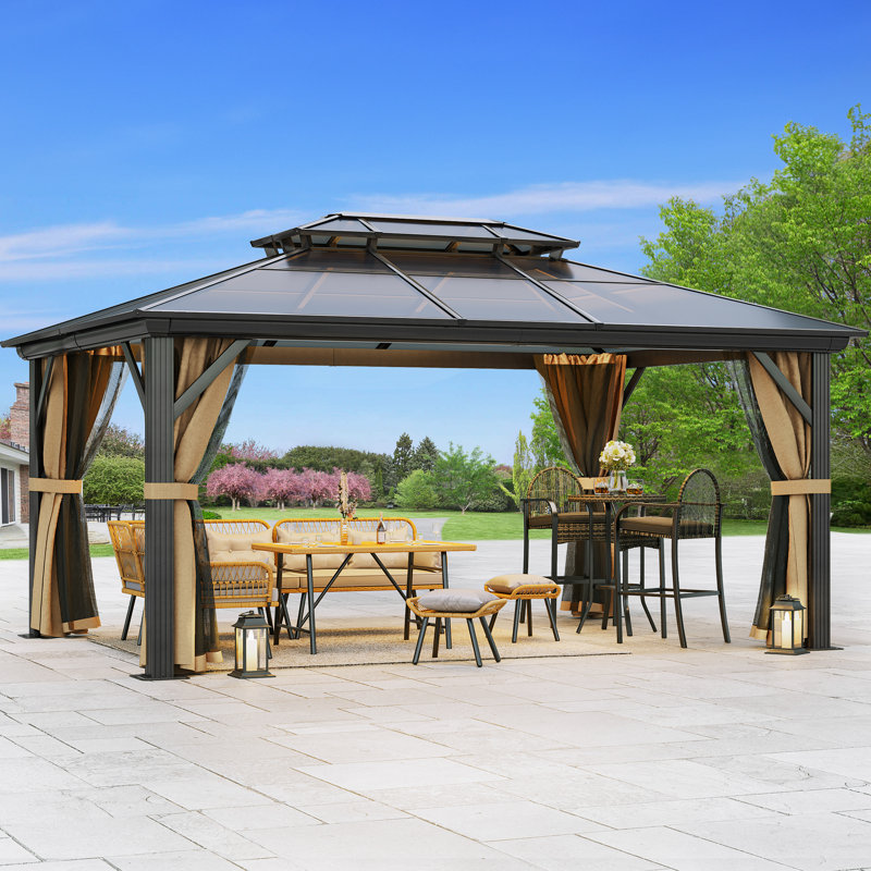 Pavillon de jardin double en polyéthylène avec cadre en aluminium, 16 pi L 12 pi. D