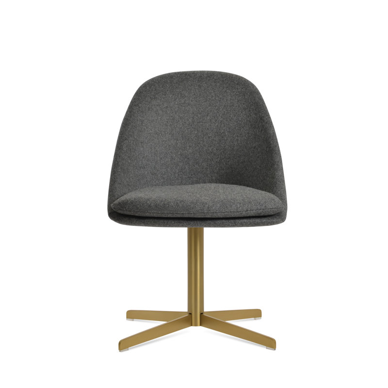 Chaise d'appoint pivotante 4 étoiles Avanos, Gris foncé, Laiton