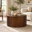 Table basse ronde à plateau relevable cannelé avec rangement caché-1387861419