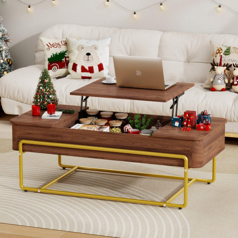 Table basse à plateau relevable avec rangement 