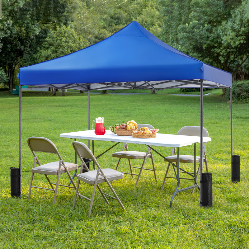 Fold Outdoor Table With Outdoor Canopies, 29.13" H x 94.49" W x 29.92" L