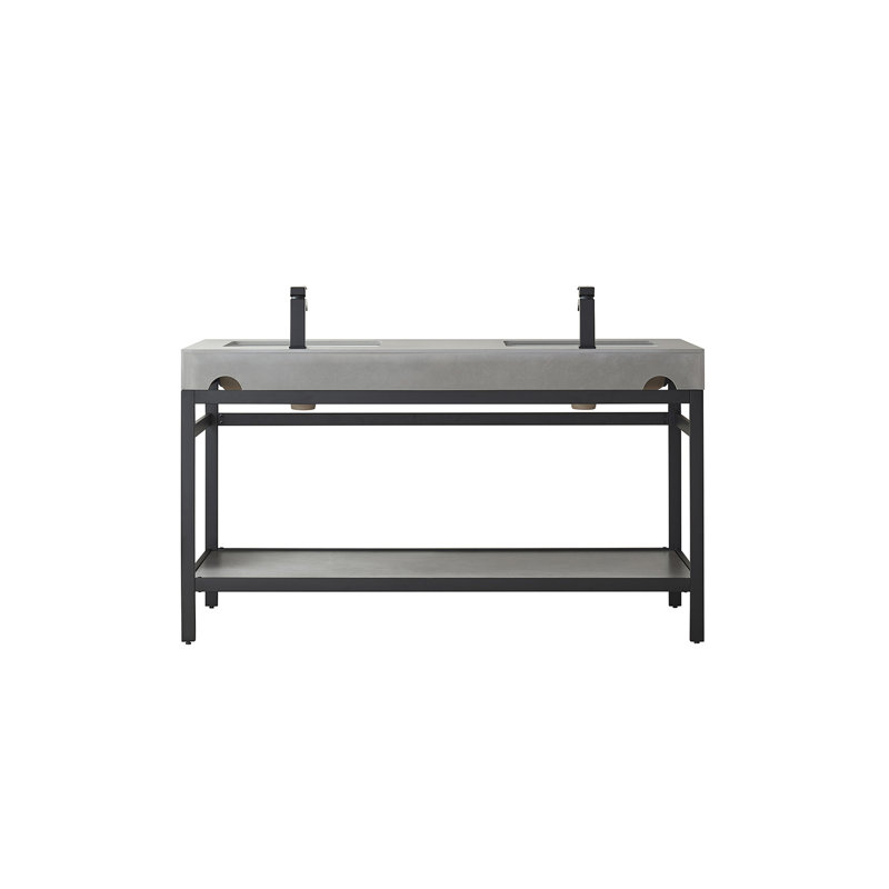 Ensemble de meuble-lavabo double 60 po Funes, Blanc montagne enneigée, Noir mat, Noir mat