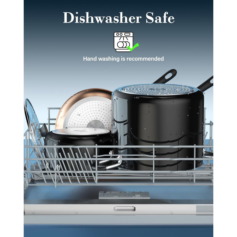 Anadea 10.5 Quarts Non-Stick Aluminum Stock Pot, Black