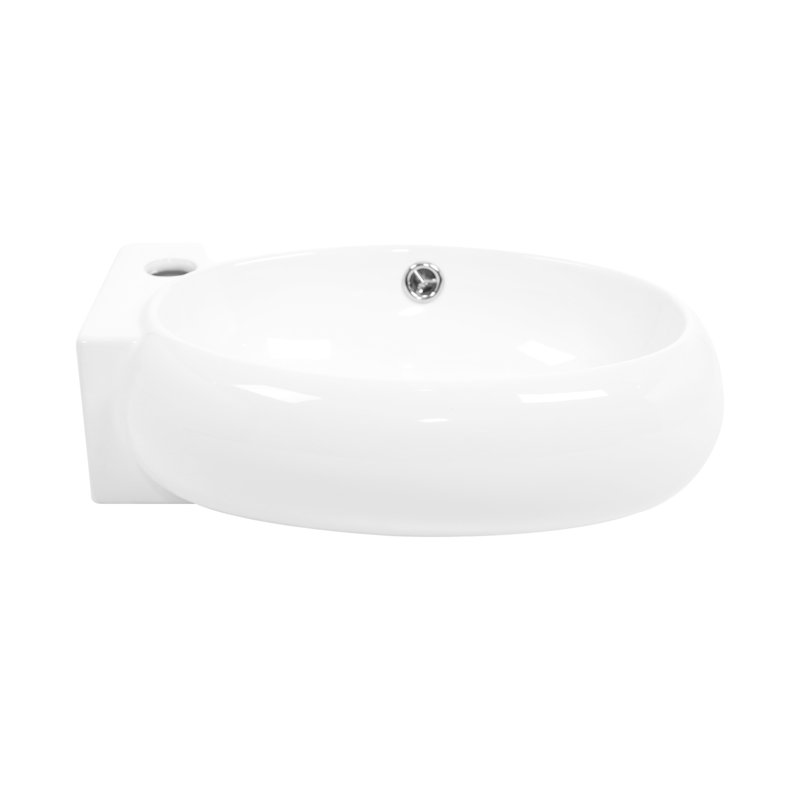 Lavabo de salle de bain mural en céramique blanche 16 po x 11 po, rectangulaire, acide, tache à faible absorption d'eau, surface lisse, résistance des pièces de fixation, équipement