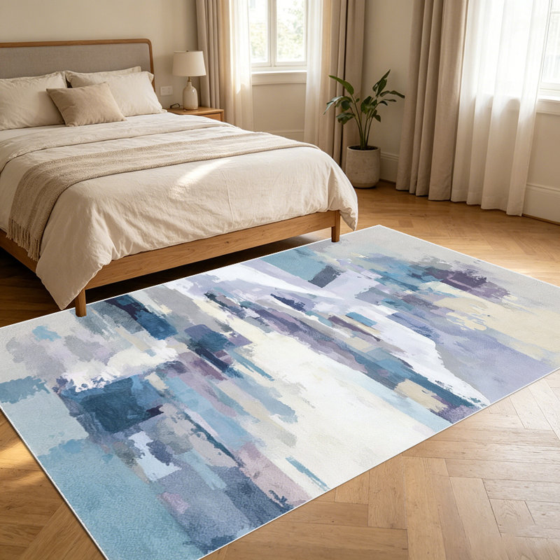 1PC Modern Abstract Muted Pastel Brushstroke area rugs for Living Room, Soft and Comfortable, Suitable for all seasons, easy-to-maintain, machine washable Indoor floor mat, Under Table Farmhouse suitable for dining table, bedroom, entryway, home