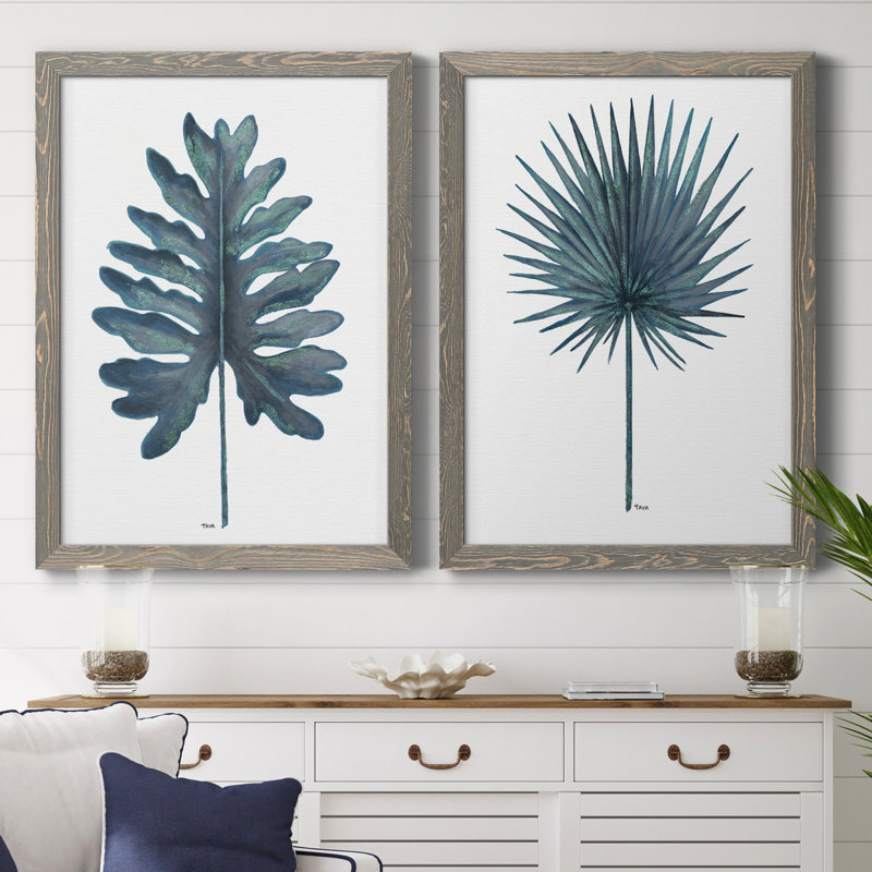 «Blue Oasis I», ensemble de 2 reproductions d'art, H 31,5 po x l 47 po x P 1,5 po, Toile avec cadre gris, Pas de tapis
