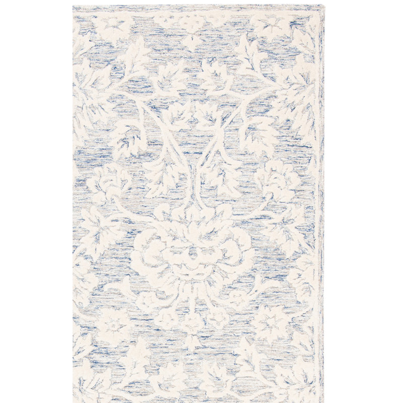 Larnakas Hand Tufted Wool Floral Rug, Runner 2'3" x 8'
