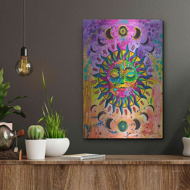 Bungalow Bungalow «Sun» par Dean Russo, art mural en métal, H 16 po x l 12 po