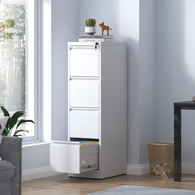 4 Drawer Metal Vertical File Cabinet with Lock Office Home Steel Vertical File Cabinet for A4 Legal/Letter Size