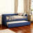 Daybed Pull-out Trundle Side Pockets Blue Upholstery Nailhead Trim Bedroom Living Room Furniture-2052220811