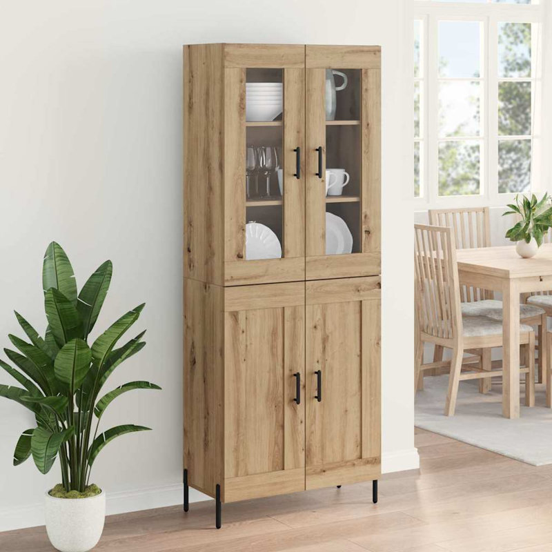  Highboard Black Oak 69.5 X 34 X 180 Cm Engineered Wood, Artisan Oak
