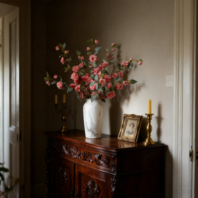 10 pièces de camélia de simulations, fleurs de simulations rose foncé, fleurs de simulations avec longues tiges, décoration de centre de table de fête, décoration de la maison, cadeaux des Fêtes