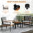 3 Pieces Patio Furniture Set Outdoor Bistro Conversation Set w/ Acacia Wood Side Table
