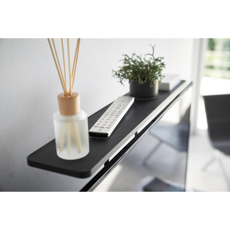 Black Steel TV Shelf with Remote Rack Accessory Stand
