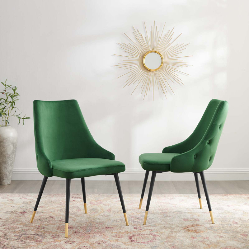 Adorn Button-Tufted Velvet Dining Chair, Emerald