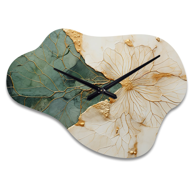 Horloge murale asymétrique «Green Gold Minimalisme Poteries I», Grand
