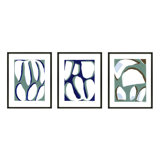 Contemporary Blues Trio 1. Set Of 3 Painting by Andrea Stokes