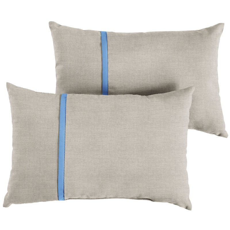 Quincy Striped Outdoor Reversible Throw Pillow, 13" x 20", Blue/Silver