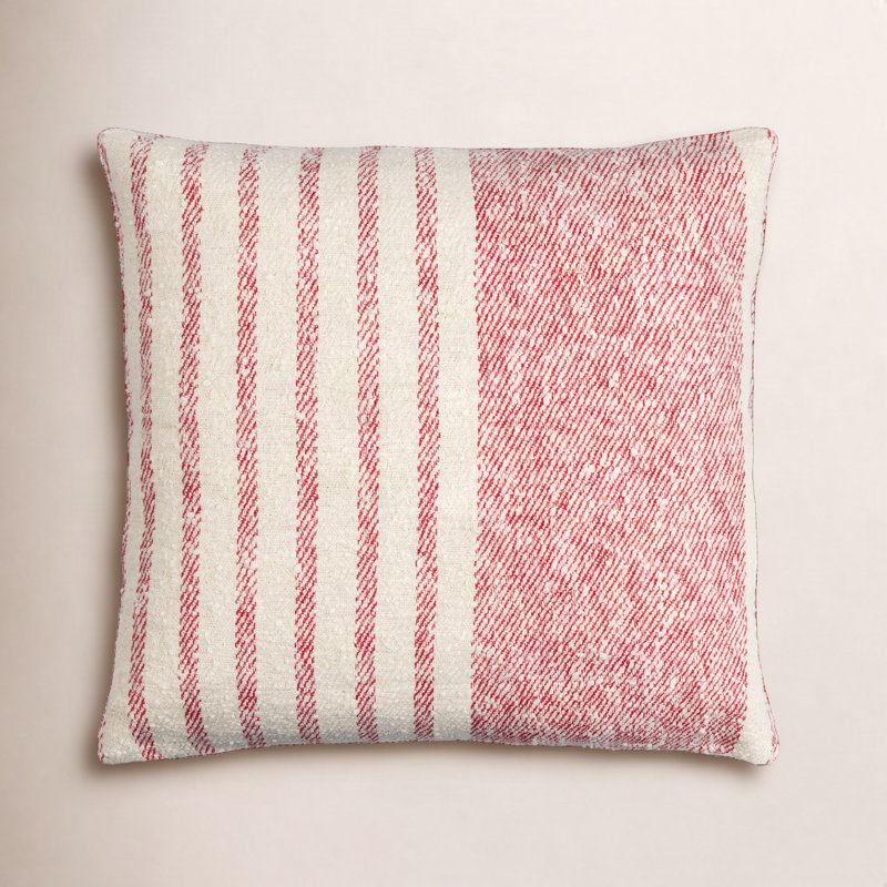 Coussin en coton Weldon, 20 po x 20 po, Polyester/ Bourre en polyester, Rouge