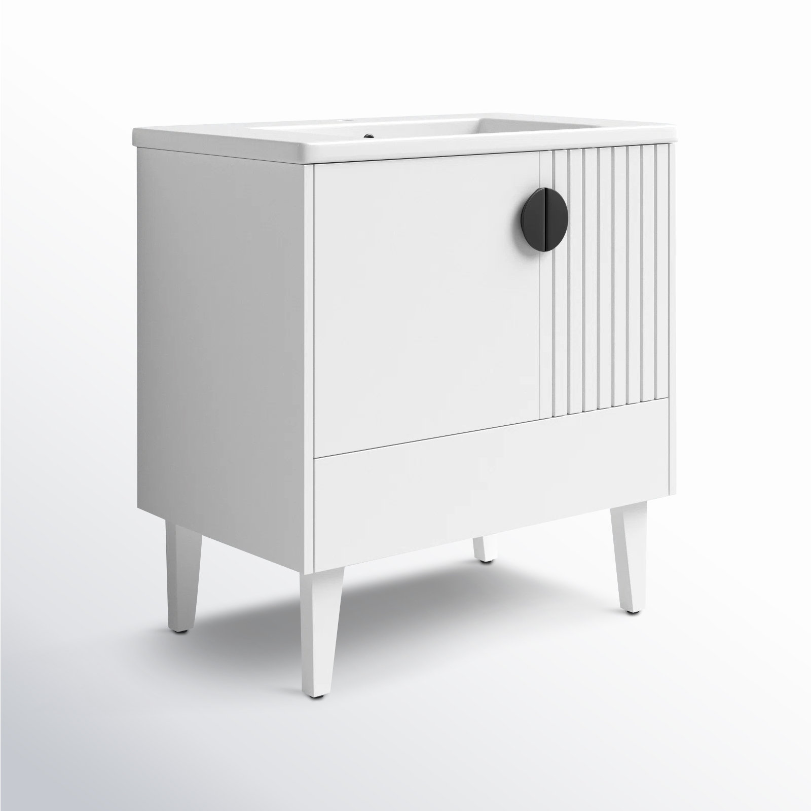 Saimah 30'' Single Bathroom Vanity, White Matte, Black