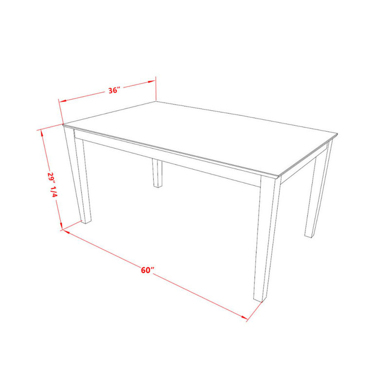 Capri Capri - une table de salle à manger rectangulaire avec des pieds robustes, chêne, Chêne, H 30 po x L 60 po x l 36 po