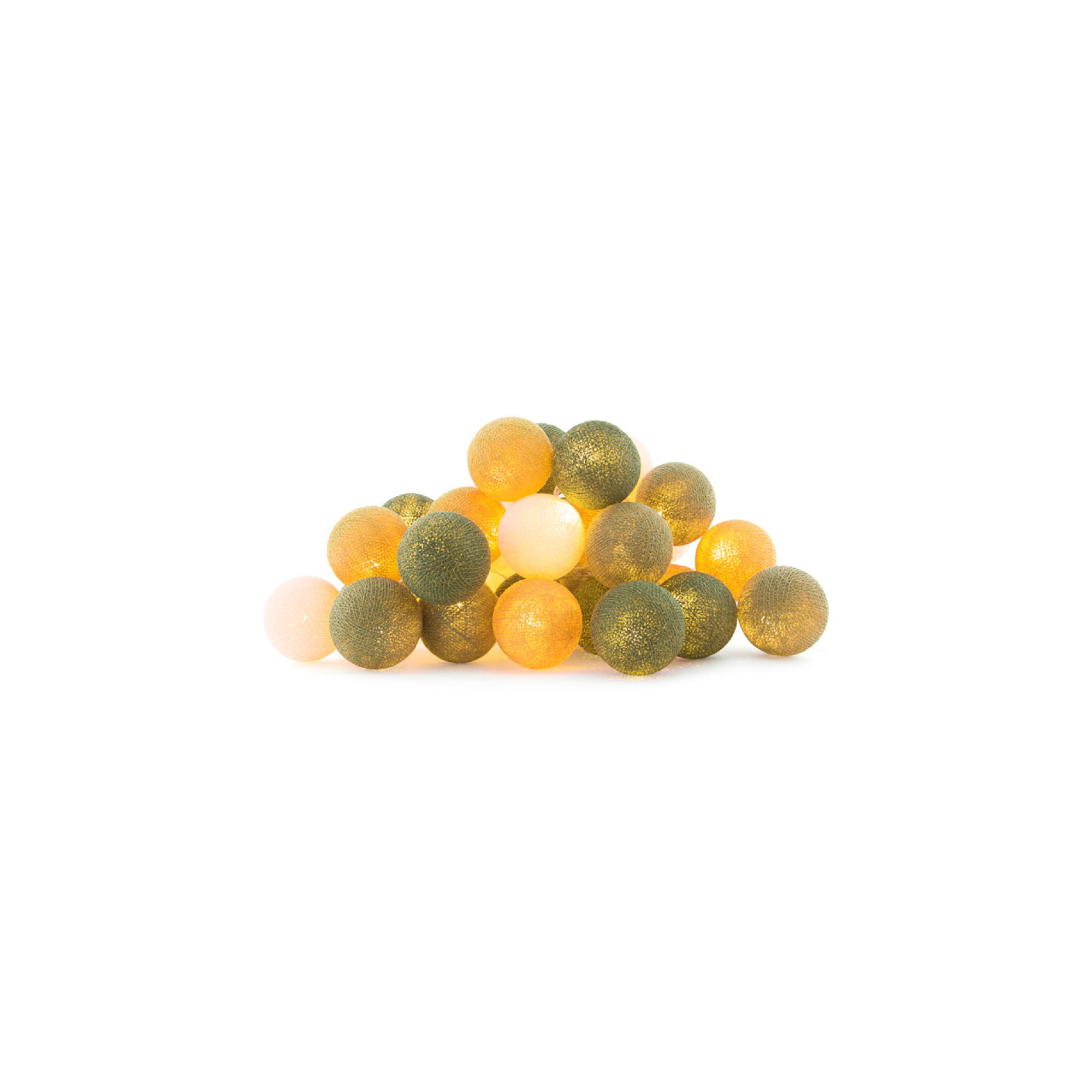 219'' Globe String Lights, Yellow/Green/White
