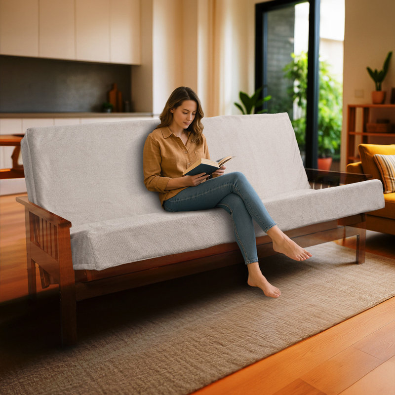Memory Foam Infused Futon Mattress Full Size – Washable Removable Cover, Heavy-Duty Zipper, Thick Foldable Sofa Bed Cushion for Guest Room, Apartment, Dorm (Frame NOT Included)
