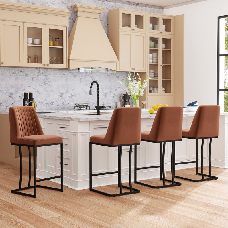 Tabouret de comptoir 24,8 po Irvona, Velours brun