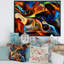 «Blue Orange and Yellow Dynamics on Black», reproduction sur toile-67395734-67395751