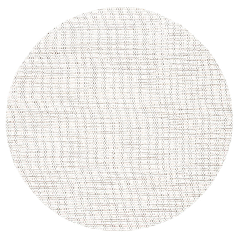 Tapis brun clair / ivoire en laine à tissage plat Roque, Rond 6 pi